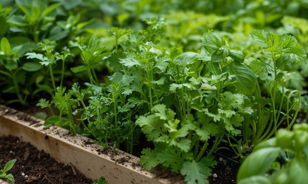 Кинза на грядках фото
